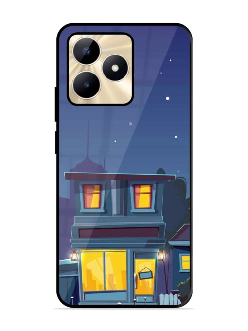 Vector Night House Glossy Metal Phone Cover for Realme C51 Zapvi