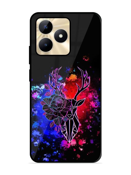 Floral Deer Art Glossy Metal Phone Cover for Realme C51 Zapvi