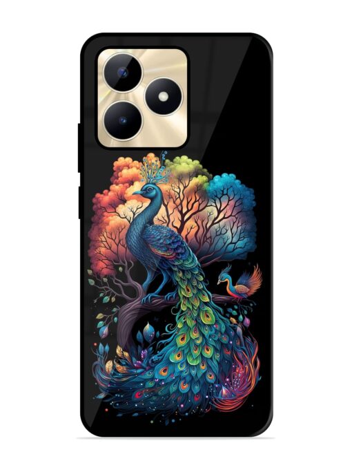 Peacock Tree Art Glossy Metal Phone Cover for Realme C51 Zapvi