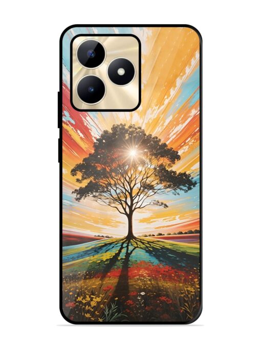 Abstract Tree Colorful Art Glossy Metal Phone Cover for Realme C51 Zapvi