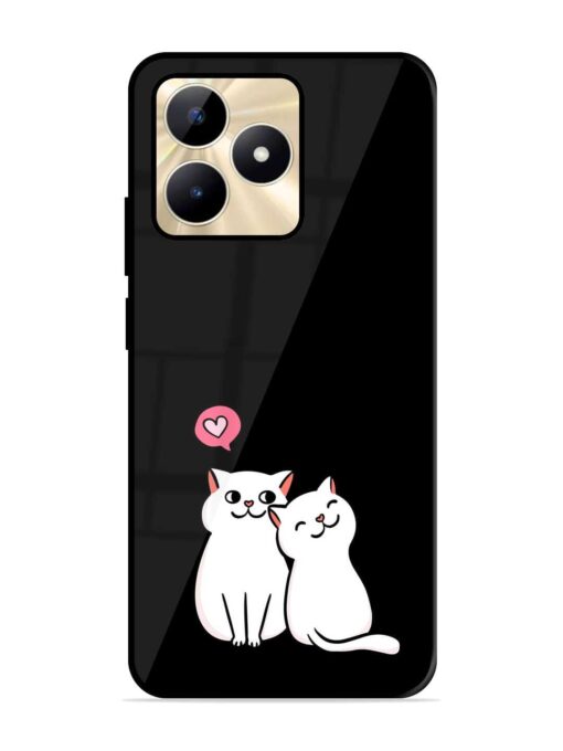 Cat Love Glossy Metal Phone Cover for Realme C53 Zapvi