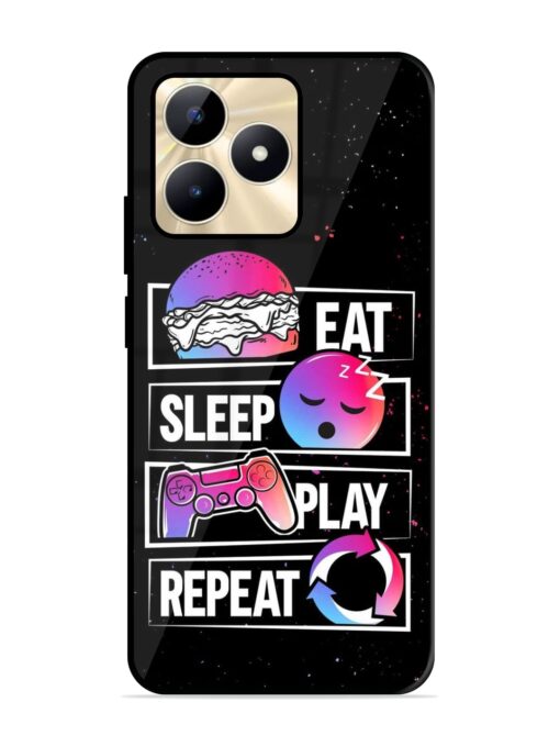 Eat Sleep Play Repeat Glossy Metal Phone Cover for Realme C53 Zapvi