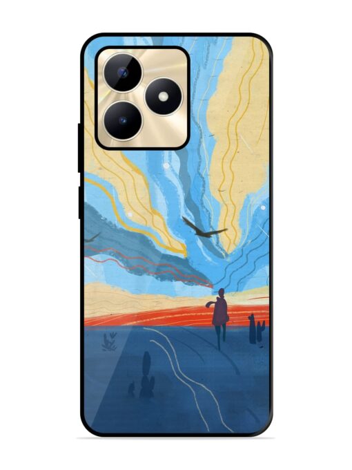 Minimal Abstract Landscape Glossy Metal Phone Cover for Realme C53 Zapvi