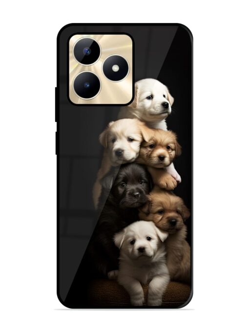 Cute Baby Dogs Glossy Metal Phone Cover for Realme C53