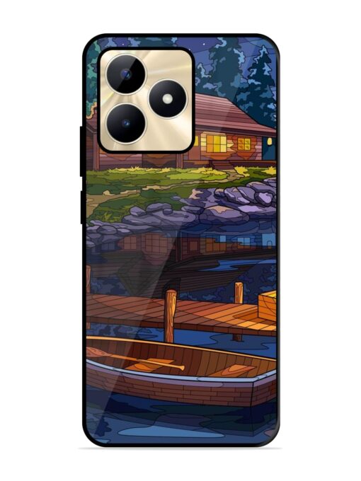 Village Night Scene Glossy Metal Phone Cover for Realme C53 Zapvi