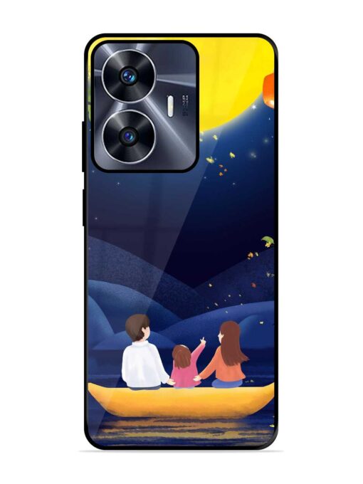 Happy Family And Beautiful View Glossy Metal Phone Cover for Realme C55 Zapvi