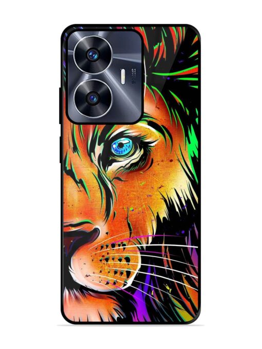 Colorful Lion Design Glossy Metal TPU Phone Cover for Realme C55 Zapvi