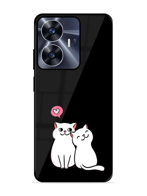 Cat Love Glossy Metal Phone Cover for Realme C55 Zapvi