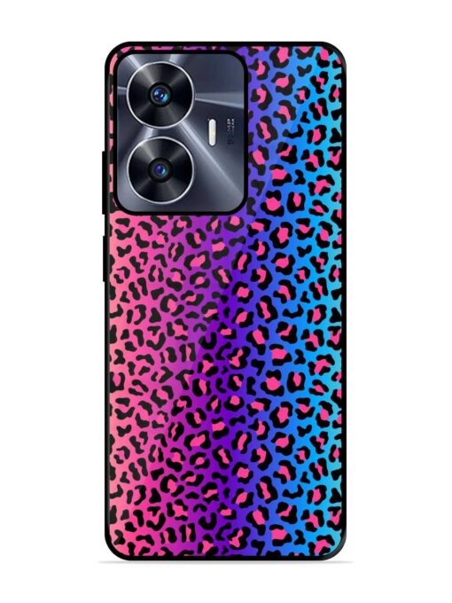 Colorful Leopard Seamless Glossy Metal Phone Cover for Realme C55 Zapvi