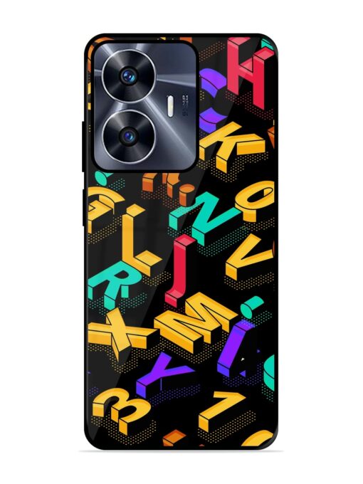 Seamless Pattern With Letters Glossy Metal Phone Cover for Realme C55 Zapvi