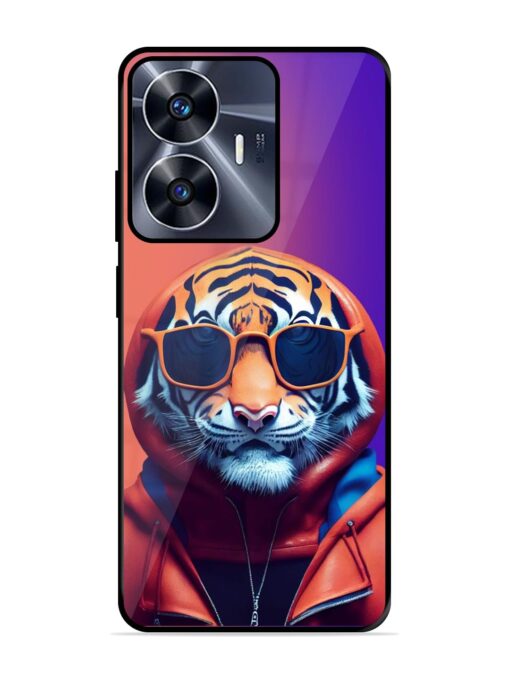 Tiger Animation Glossy Metal Phone Cover for Realme C55 Zapvi