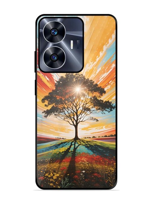 Abstract Tree Colorful Art Glossy Metal Phone Cover for Realme C55 Zapvi