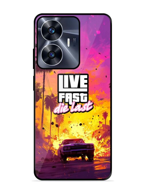 Live Fast Glossy Metal Phone Cover for Realme C55 Zapvi