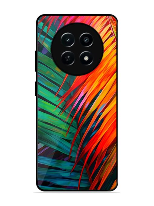 Painted Tropical Leaves Glossy Metal Phone Cover for Realme C65 (5G)