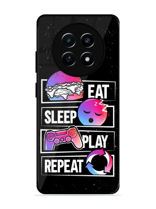 Eat Sleep Play Repeat Glossy Metal Phone Cover for Realme C65 (5G)