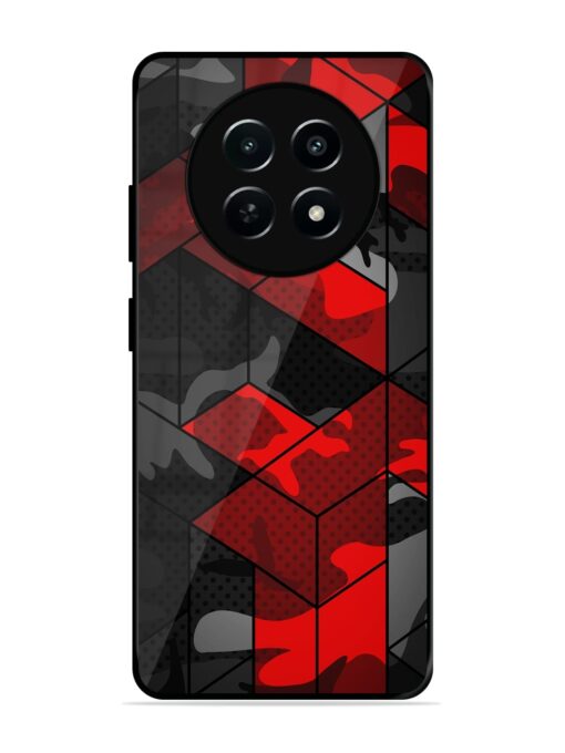 Royal Red Camouflage Pattern Glossy Metal Phone Cover for Realme C65 (5G)