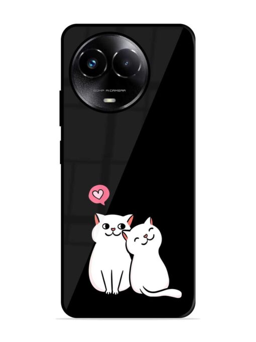 Cat Love Glossy Metal Phone Cover for Realme C67 (5G)