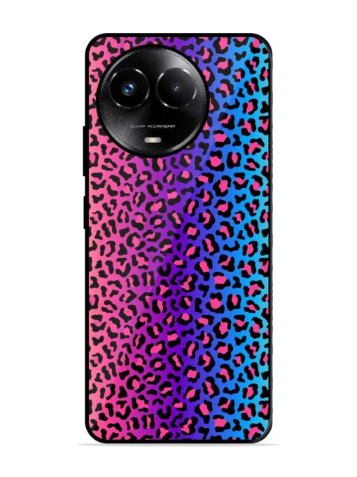 Colorful Leopard Seamless Glossy Metal Phone Cover for Realme C67 (5G)