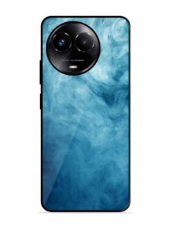 Blue Smoke Art Glossy Metal Phone Cover for Realme C67 (5G)