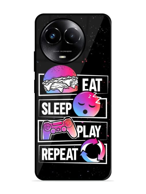 Eat Sleep Play Repeat Glossy Metal Phone Cover for Realme C67 (5G) Zapvi