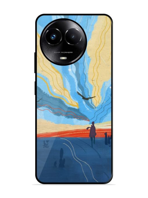 Minimal Abstract Landscape Glossy Metal Phone Cover for Realme C67 (5G) Zapvi