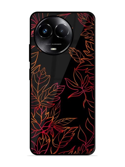 Red Floral Pattern Glossy Metal Phone Cover for Realme C67 (5G)