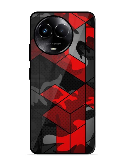 Royal Red Camouflage Pattern Glossy Metal Phone Cover for Realme C67 (5G)