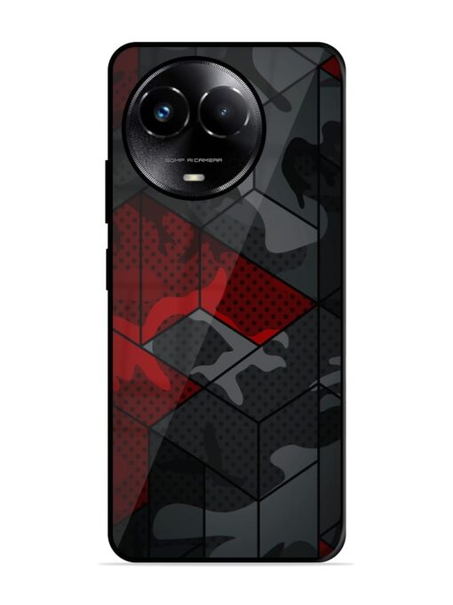 Red And Grey Pattern Glossy Metal Phone Cover for Realme C67 (5G) Zapvi