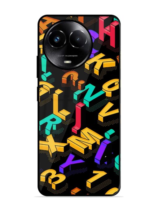 Seamless Pattern With Letters Glossy Metal Phone Cover for Realme C67 (5G)