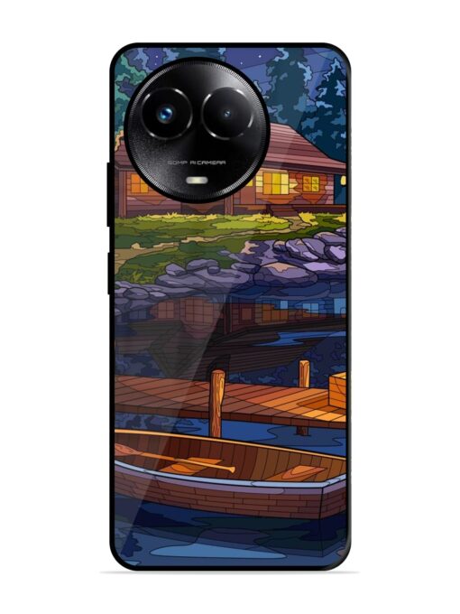 Village Night Scene Glossy Metal Phone Cover for Realme C67 (5G) Zapvi