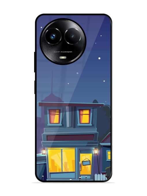 Vector Night House Glossy Metal Phone Cover for Realme C67 (5G) Zapvi