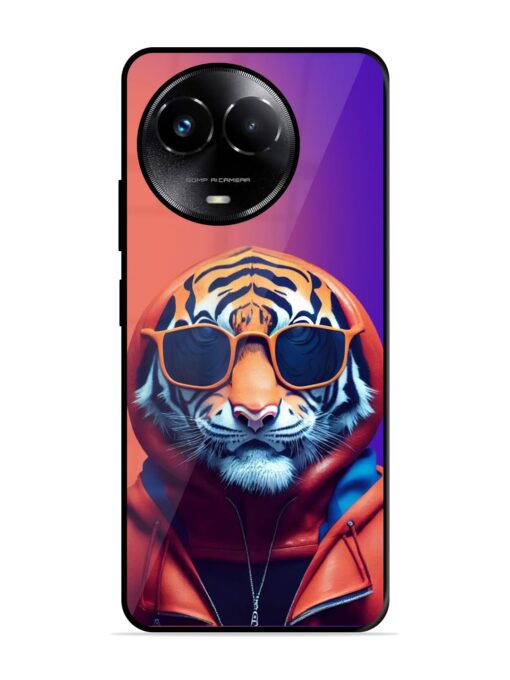 Tiger Animation Glossy Metal Phone Cover for Realme C67 (5G) Zapvi