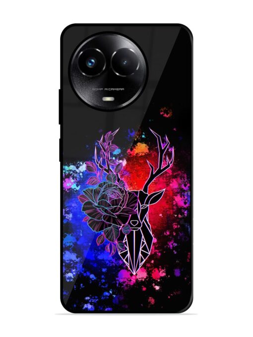 Floral Deer Art Glossy Metal Phone Cover for Realme C67 (5G) Zapvi