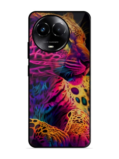 Leopard Art Glossy Metal Phone Cover for Realme C67 (5G)