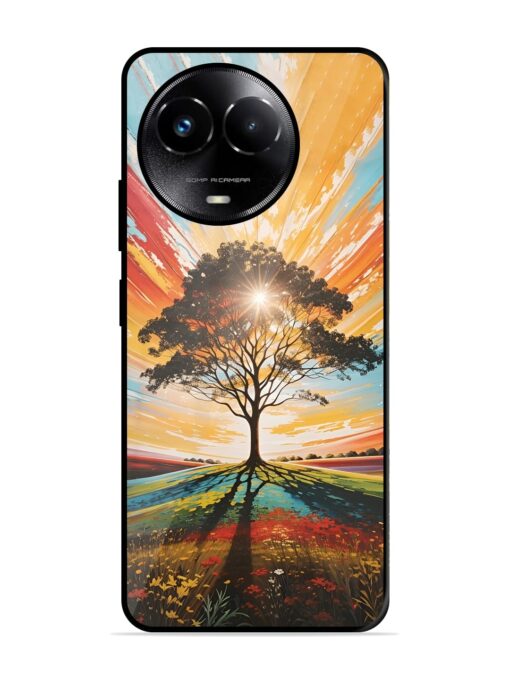 Abstract Tree Colorful Art Glossy Metal Phone Cover for Realme C67 (5G)