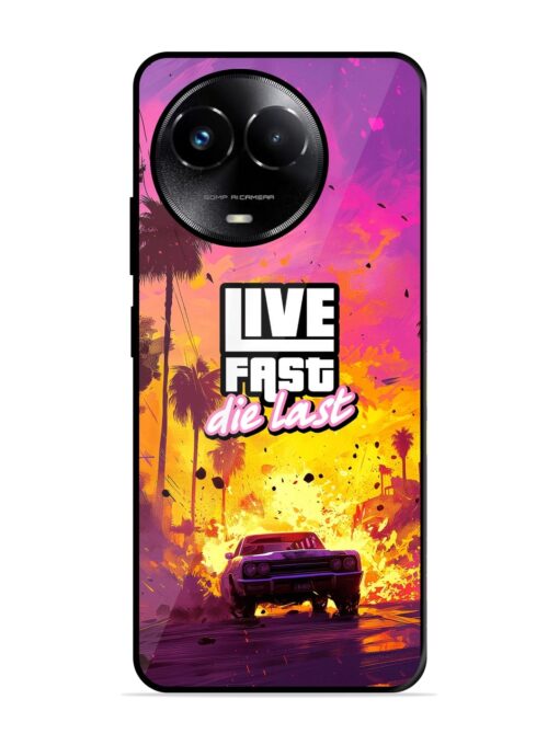 Live Fast Glossy Metal Phone Cover for Realme C67 (5G) Zapvi