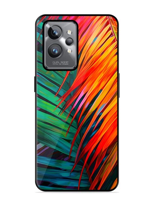 Painted Tropical Leaves Glossy Metal Phone Cover for Realme Gt 2 Pro