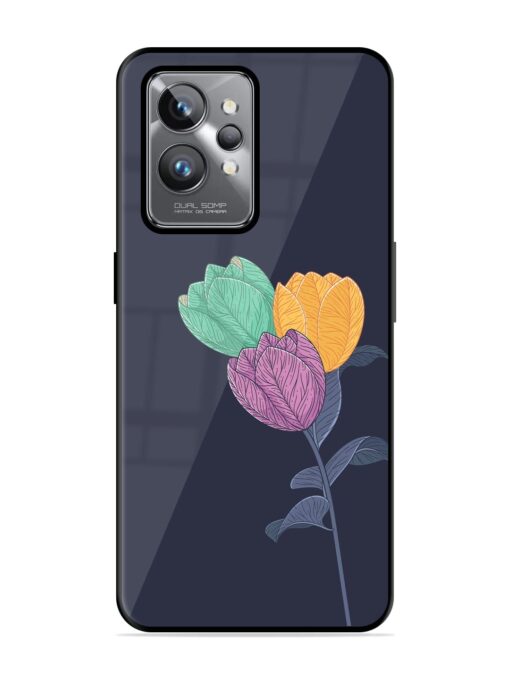 Flower Vector Glossy Metal Phone Cover for Realme Gt 2 Pro