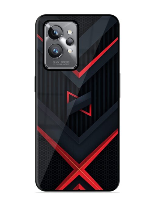 Red Gray Abstract Glossy Metal Phone Cover for Realme Gt 2 Pro