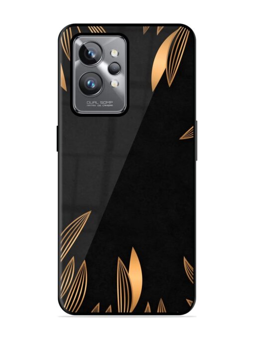 Golden Leaf Pattern Glossy Metal Phone Cover for Realme Gt 2 Pro