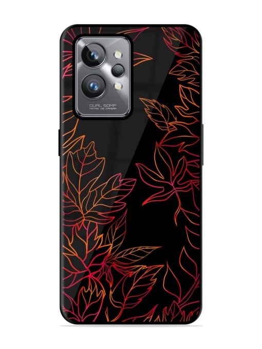 Red Floral Pattern Glossy Metal Phone Cover for Realme Gt 2 Pro