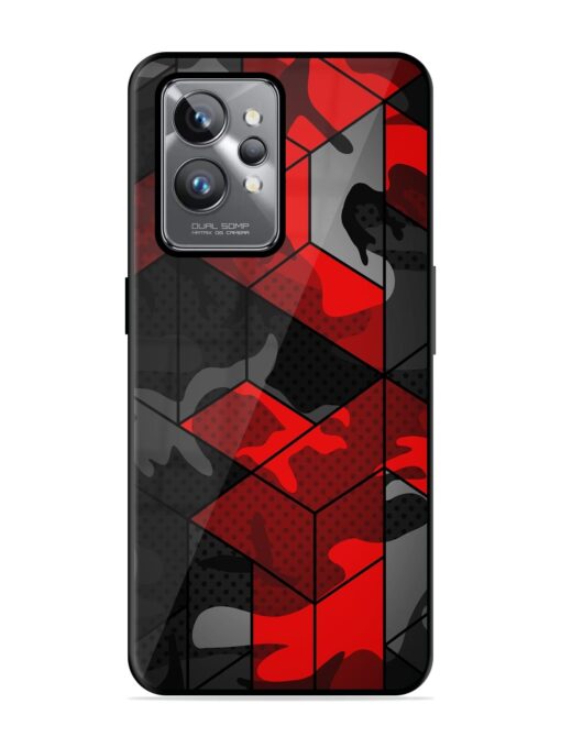 Royal Red Camouflage Pattern Glossy Metal Phone Cover for Realme Gt 2 Pro