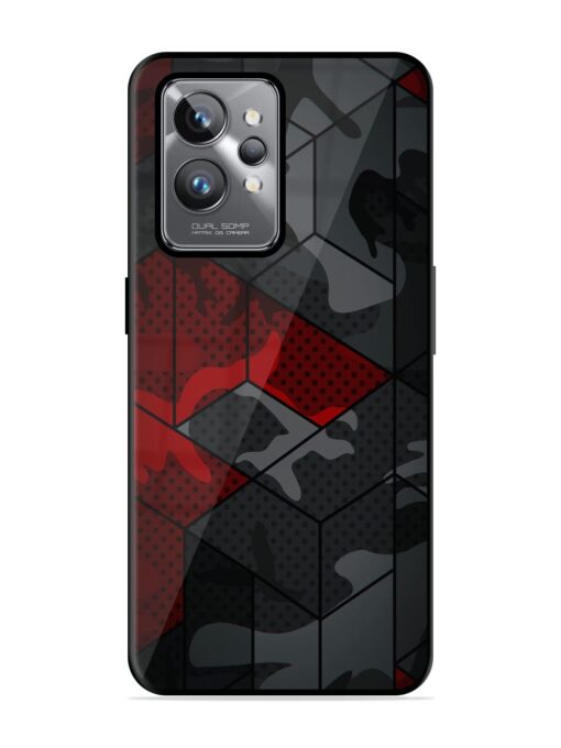 Red And Grey Pattern Glossy Metal Phone Cover for Realme Gt 2 Pro