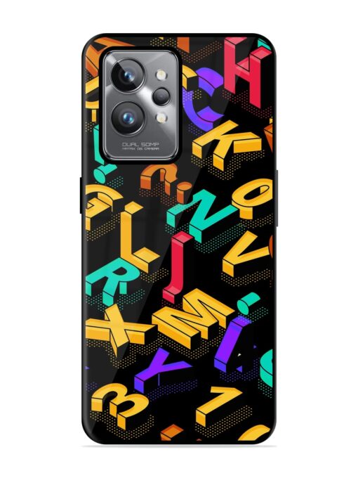 Seamless Pattern With Letters Glossy Metal Phone Cover for Realme Gt 2 Pro