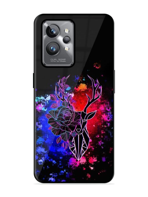 Floral Deer Art Glossy Metal Phone Cover for Realme Gt 2 Pro