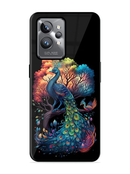 Peacock Tree Art Glossy Metal Phone Cover for Realme Gt 2 Pro