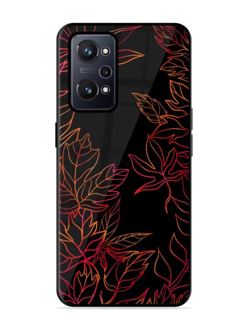 Red Floral Pattern Glossy Metal Phone Cover for Realme Gt Neo 2