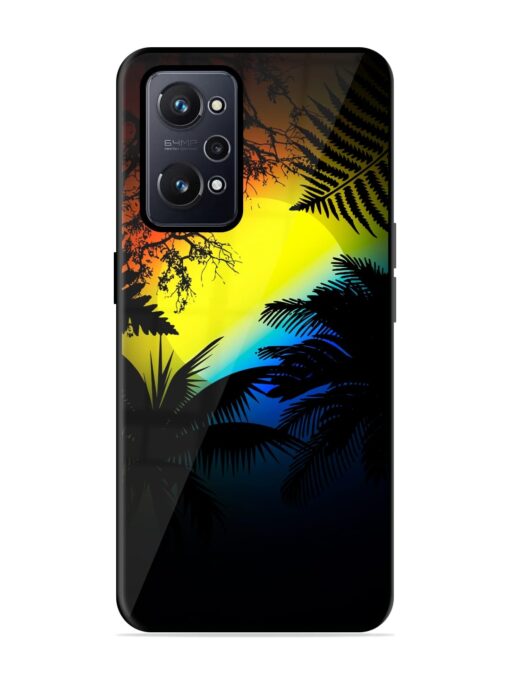 Colorful Sunset With Palm Trees Glossy Metal Phone Cover for Realme Gt Neo 2