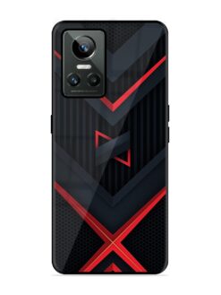 Red Gray Abstract Glossy Metal Phone Cover for Realme Gt Neo 3