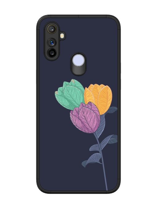 Flower Vector Glossy Metal Phone Cover for Realme Narzo 10A